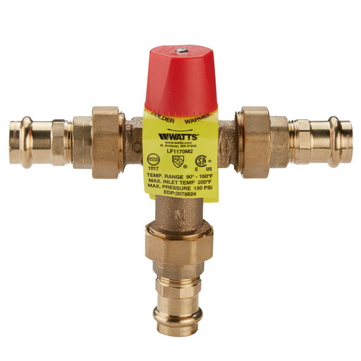 3/4 In Lead Free Hot Water Temperature Control Valve, Press X Press, Adjustable Temperature Range 90-160 F