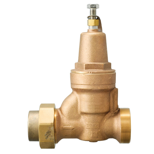 1 1/2 IN Lead Free Brass Water Pressure Reducing Valve, NPT Union x FPT, Adjust 25-75 psi, Max Work 300 psi