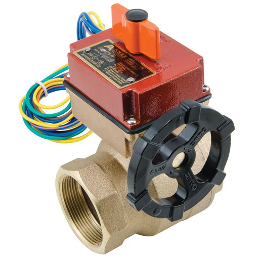 2 In Lead Free Gear Operated Ball Valve With Npt Threaded Ends, Side Port, And Supervisory Switches