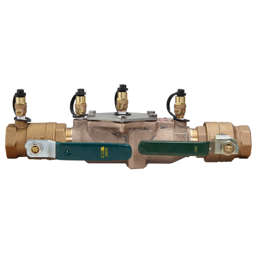 1 1/4 In Bronze Double Check Valve Assembly, Quarter Turn Shutoff, Cap And Tether, Single Top Entry
