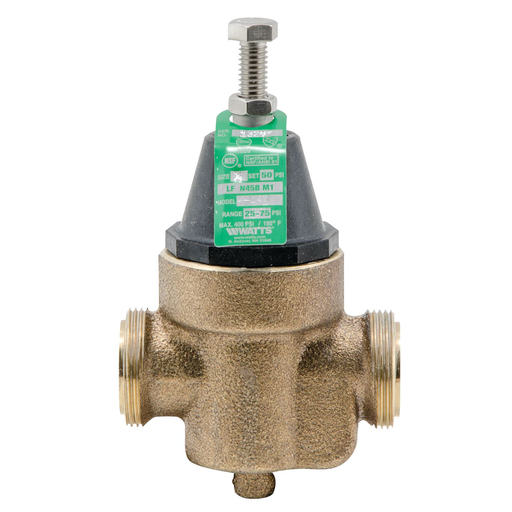 3/4 IN Lead Free Copper Silicon Water Pressure Reducing Valve, FPT x FPT, Adjust 25-75 psi, Max Work 400 psi