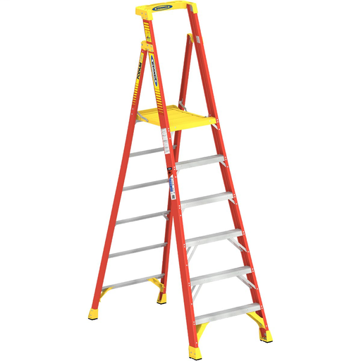 Product image for Werner PD6206 6ft Type IA Fiberglass Podium Ladder, 300lb Load Capacity