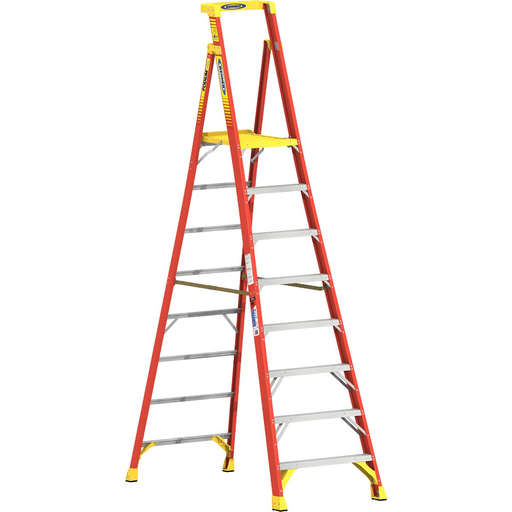 Product image for Werner PD6208 8ft Type IA Fiberglass Podium Ladder, 300lb Load Capacity