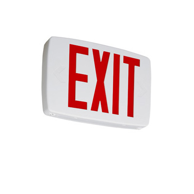 Quantum LED thermoplastic exit, Stencil Face, White, Single with extra faceplate and color panel for field conversion to double face, Red, Dual voltage, Master pack of 6