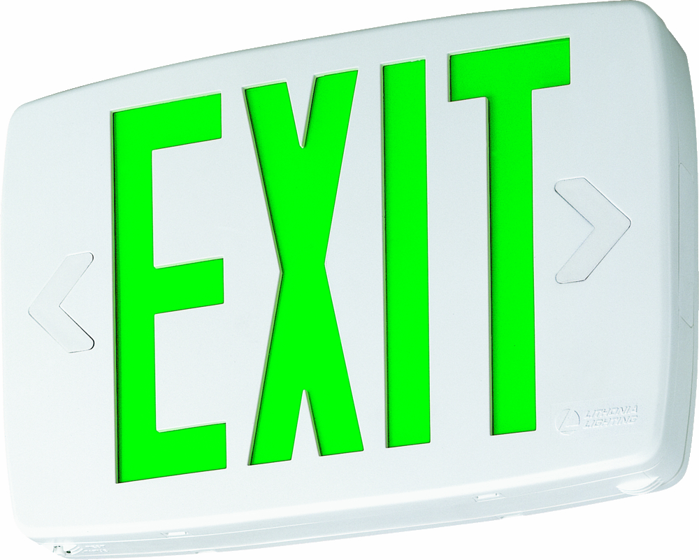 Lithonia LQMSW3G120/277ELN 120/277v LED Exit Sign w/Green Letters
