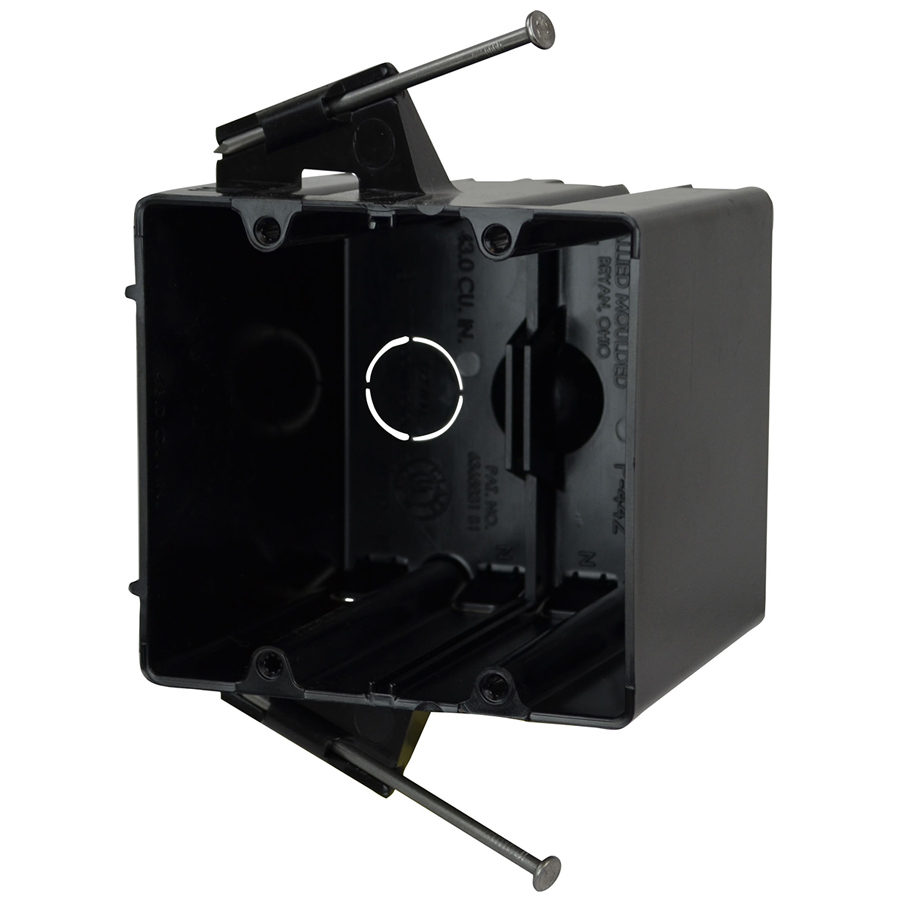 Allied Moulded Products P-442 3-9/16 x 4 x 3-3/4 Inch 43 In 2-Gang Angled Nail Switch/Receptacle Outlet Box Allied Moulded Products P-442 3-9/16 x 4 x 3-3/4 Inch 43 In 2-Gang Angled Nail Switch/Receptacle Outlet Box