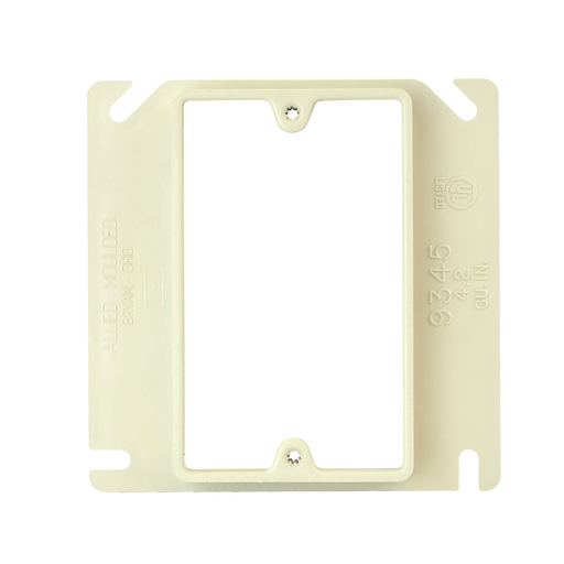 Product image for Allied Moulded 9345 4" x 4" x 1/2" 4.2 cu.in. 1-Gang Plaster Ring, Plastic