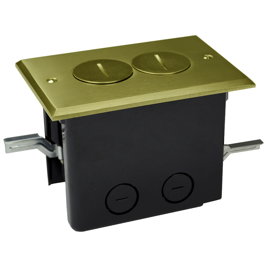 Allied Moulded Products FB-2 Thermoplastic Floor Box 25 In Rectangular Brass Cover Duplex Device Allied Moulded Products FB-2 Thermoplastic Floor Box 25 In Rectangular Brass Cover Duplex Device