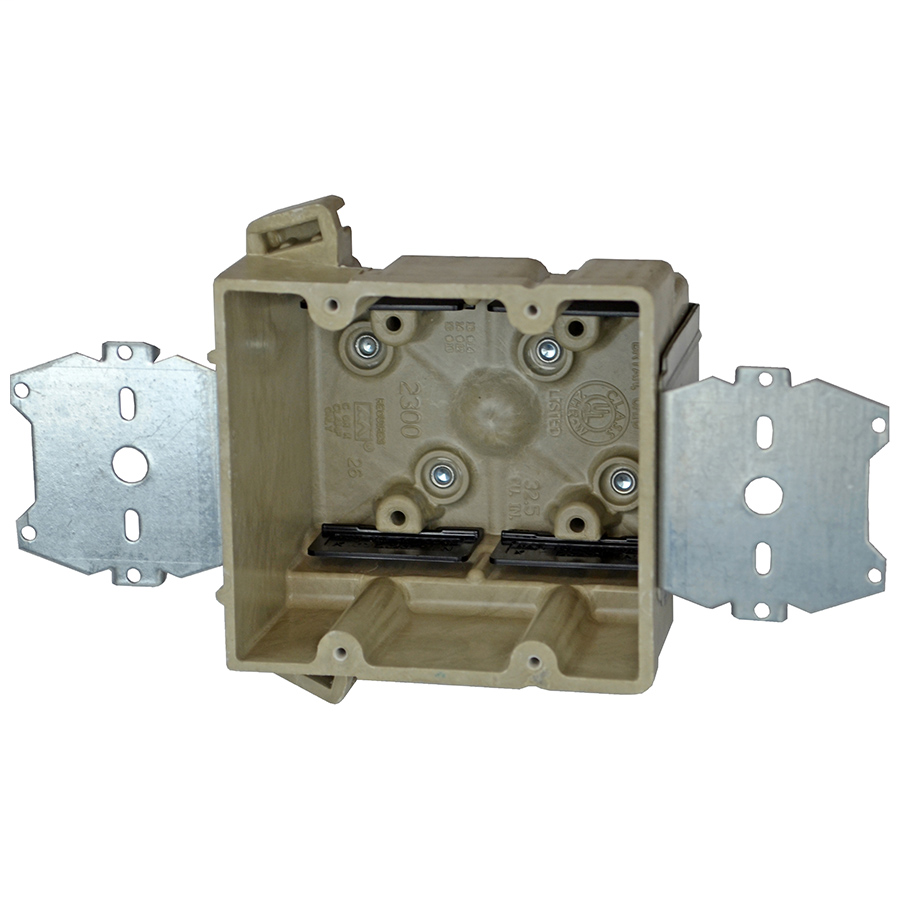 Allied Moulded Products 2300-2Z2K 3 x 4 x 3-3/4 Inch 32.5 In 2-Gang Fiberglass 1/4 Inch Offset Switch/Receptacle Outlet Box Allied Moulded Products 2300-2Z2K 3 x 4 x 3-3/4 Inch 32.5 In 2-Gang Fiberglass 1/4 Inch Offset Switch/Receptacle Outlet Box