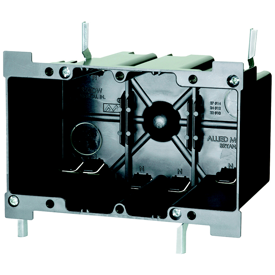 Allied Moulded Products P-352OW 3-25/64 x 5-59/64 x 3-11/16 Inch 52 In 3-Gang Galvanized Steel Switch/Receptacle Outlet Box Allied Moulded Products P-352OW 3-25/64 x 5-59/64 x 3-11/16 Inch 52 In 3-Gang Galvanized Steel Switch/Receptacle Outlet Box