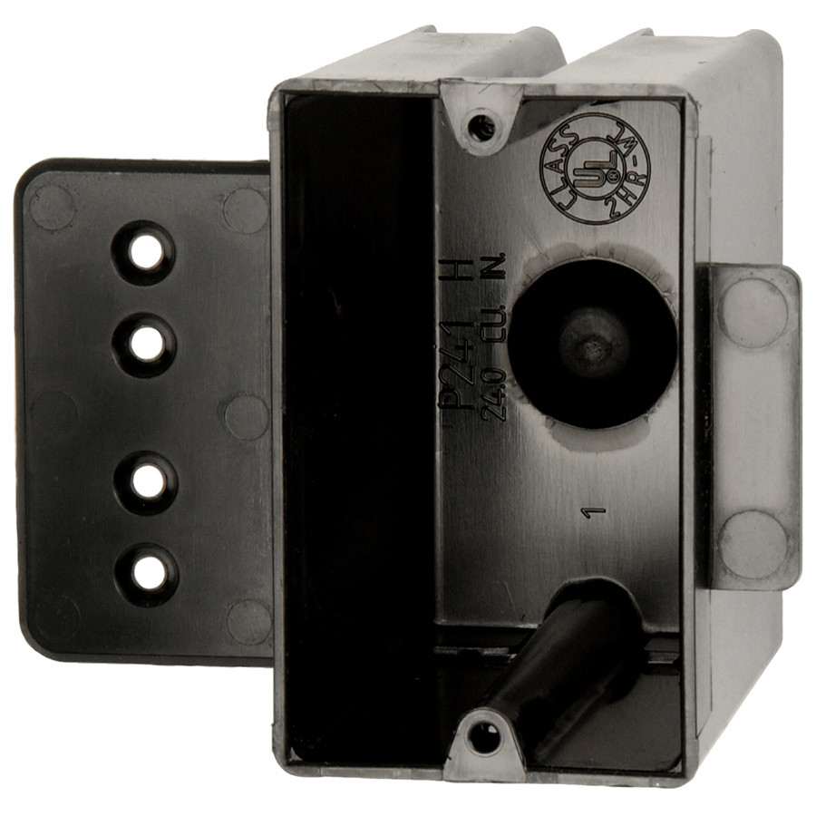 Allied Moulded Products P-241H 3-9/16 x 2-1/4 x 3-3/4 Inch 24 In 1-Gang PVC Switch/Receptacle Outlet Box Allied Moulded Products P-241H 3-9/16 x 2-1/4 x 3-3/4 Inch 24 In 1-Gang PVC Switch/Receptacle Outlet Box