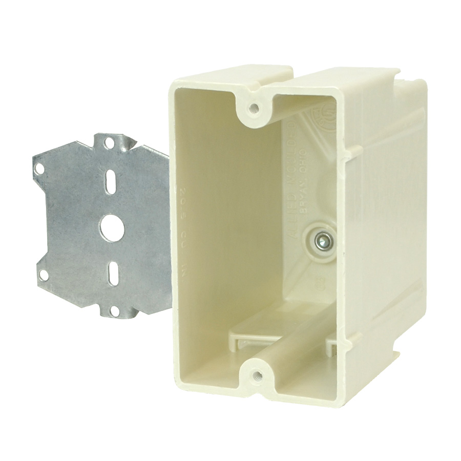 Allied Moulded Products 1098-Z2 3-1/4 x 2-1/4 x 3-3/4 Inch 20.5 In. 1-Gang  Fiberglass Switch/Receptacle Outlet Box | NorthEast Electrical, image size:900x900