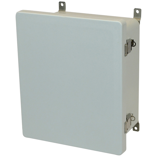 Product image for Allied Moulded Products AM1426L 14 x 12 x 6 Inch NEMA 4X Fiberglass Enclosed Quick Release Latch Hinged Cover