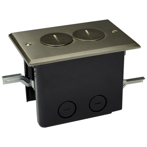 Product image for Allied Moulded Products FB-2N Thermoplastic Floor Box 25 In. Rectangular Nickel Cover Duplex Device