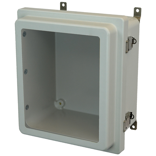 Product image for Allied Moulded Products AM1206RLW NEMA 4X Fiberglass Enclosed Raised Quick Release Latch Hinged Cover Window