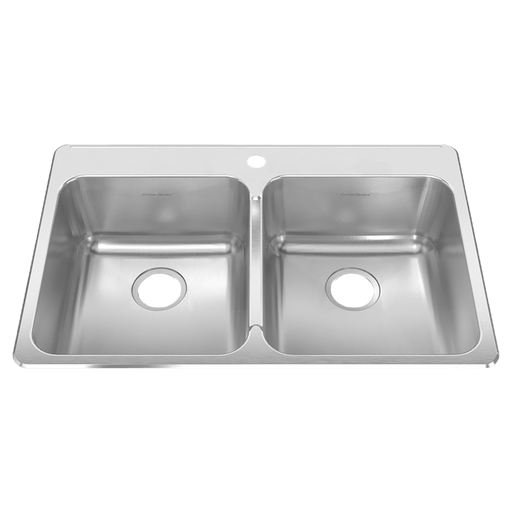 Prevoir 18 Gauge Stainless Steel Drop-In 33-3/8 Inch by 22 Inch 2-Bowl Kitchen Sink 15DB332211.15DB332211073