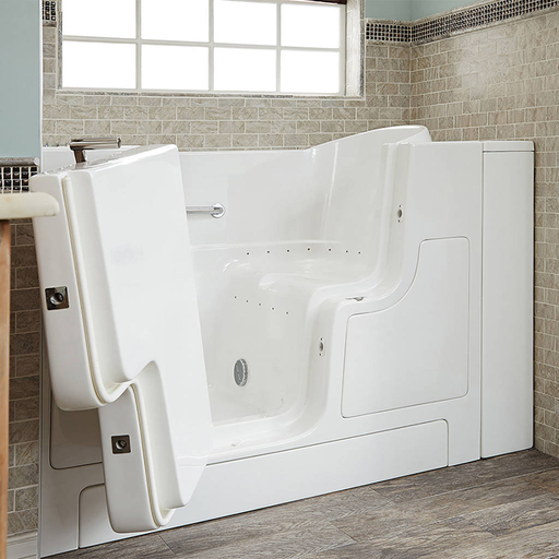 Gelcoat Premium Series 30x52-inch Outward Opening Door Walk-In Bathtub with Air Spa System - Left Door/Drain 3052OD105AL.W