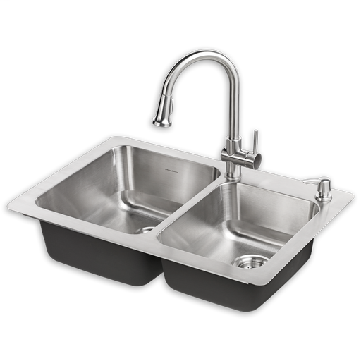 Montvale 33 x 22 Stainless Steel Kitchen Sink with Faucet 18CR332232C075.075