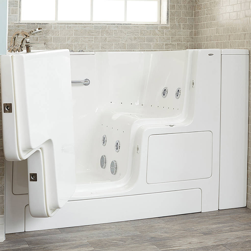 Gelcoat Premium Series 32x52-inch Outward Opening Door Walk-In Bathtub with Combination Air Spa and Whirlpool Massage Systems - Left Door/Drain with Tub Faucet 3252OD109CL.W