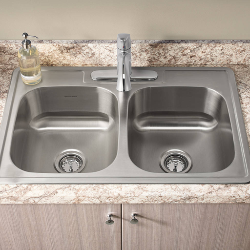 Colony 33x22-inch Double Bowl Stainless Steel Kitchen Sink Kit 20DB8332283C.075