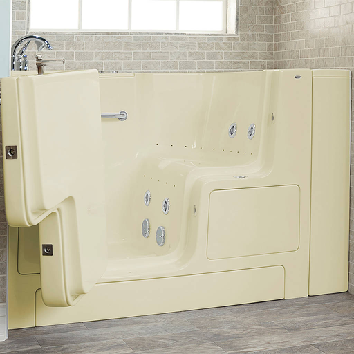 Gelcoat Value Series 32x52-inch Outward Opening Door Walk-In Bathtub with Combination Air Spa and Whirlpool Massage Systems - Left Door/Drain with Tub Faucet 3252OD709CL.L