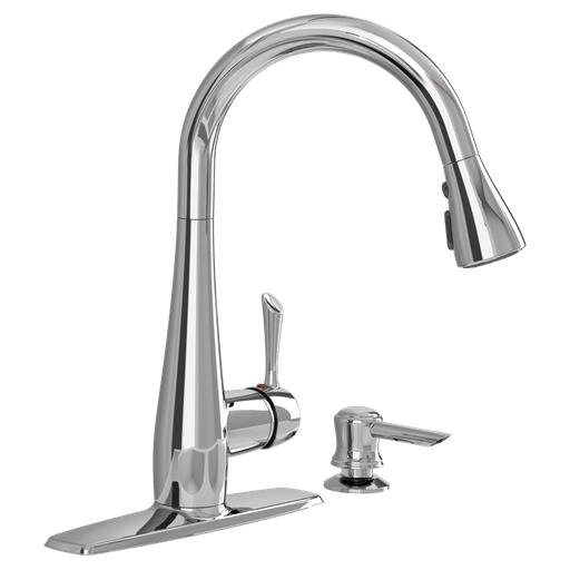 Olvera 1 Handle High Arc Pull Down Kitchen Faucet with Soap Dispenser 9092301.002