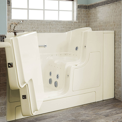 Gelcoat Premium Series 30x52-inch Outward Opening Door Walk-In Bathtub with Combination Air Spa and Whirlpool Massage Systems - Left Door/Drain with Tub Faucet 3052OD109CL.L