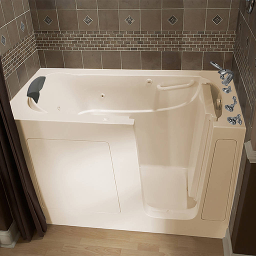 Gelcoat Premium Series 30x60-inch Walk-In Bathtub with Whirlpool Massage System - Right Door and Drain 3060109WR.L