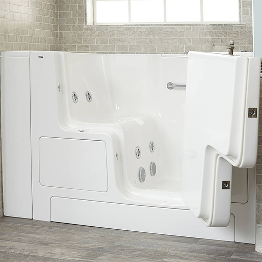 Gelcoat Premium Series 32x52-inch Outward Opening Door Walk-In Bathtub with Whirlpool Massage System - Right Door/Drain 3252OD105WR.W