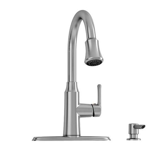 Soltura 1 Handle Pull Down High Arc Kitchen Faucet with Soap Dispenser 9391301.075