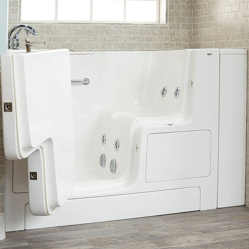 Gelcoat Value Series 32x52-inch Outward Opening Door Walk-In Bathtub with Whirlpool Massage System - Left Door/Drain with Tub Faucet 3252OD709WL.W