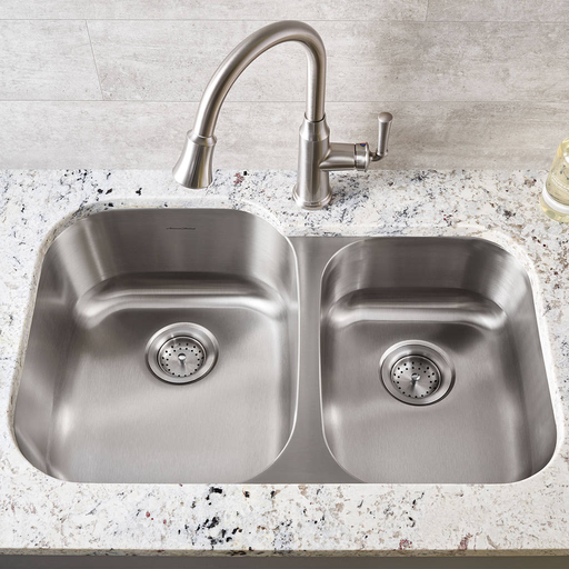 Portsmouth 31x20-inch Offset Double Bowl Stainless Steel Kitchen Sink 18CR9322100S.075