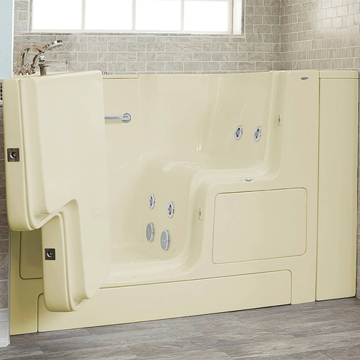Gelcoat Premium Series 32x52-inch Outward Opening Door Walk-In Bathtub with Whirlpool Massage System - Left Door/Drain with Tub Faucet 3252OD109WL.L