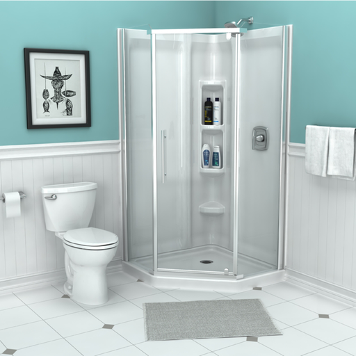 Axis 38" Neo Angle Shower Base + Drain 3838NST3.020