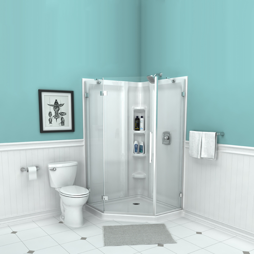 AXIS 42" NEO ANGLE SHOWER BASE + DRAIN 4242NST3.020