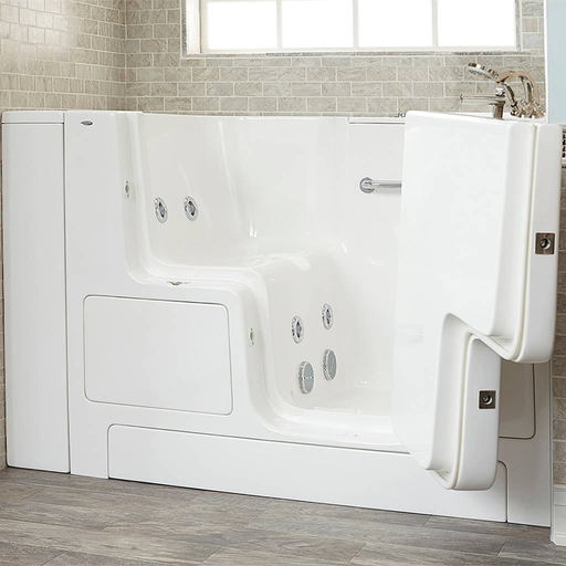 Gelcoat Premium Series 32x52-inch Outward Opening Door Walk-In Bathtub with Whirlpool Massage Systems - Right Door/Drain with Tub Faucet 3252OD109WR.W