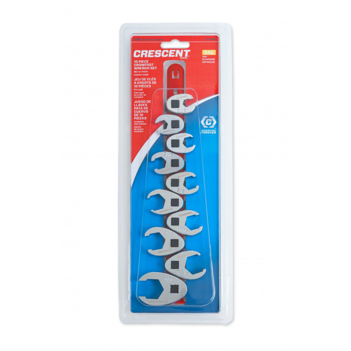 10 Pc. 3/8" Drive SAE Flare Nut Crowfoot Wrench Set