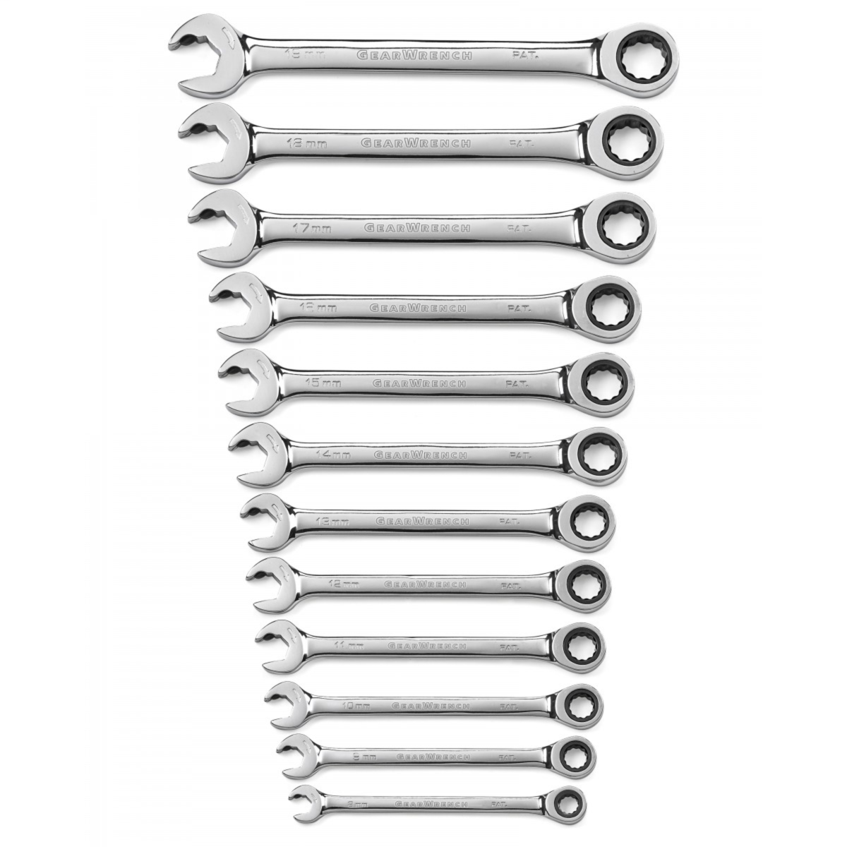12 Pc. Open End Ratcheting Wrench Set Metric