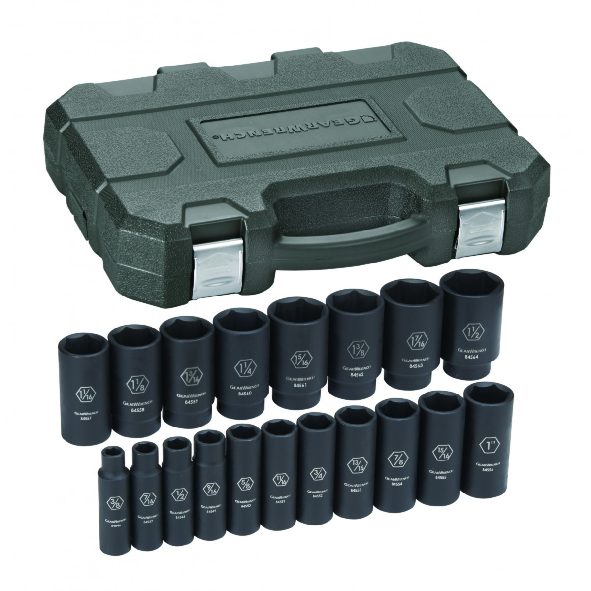 19 Pc. Impact Socket Set Deep SAE 1/2" Drive