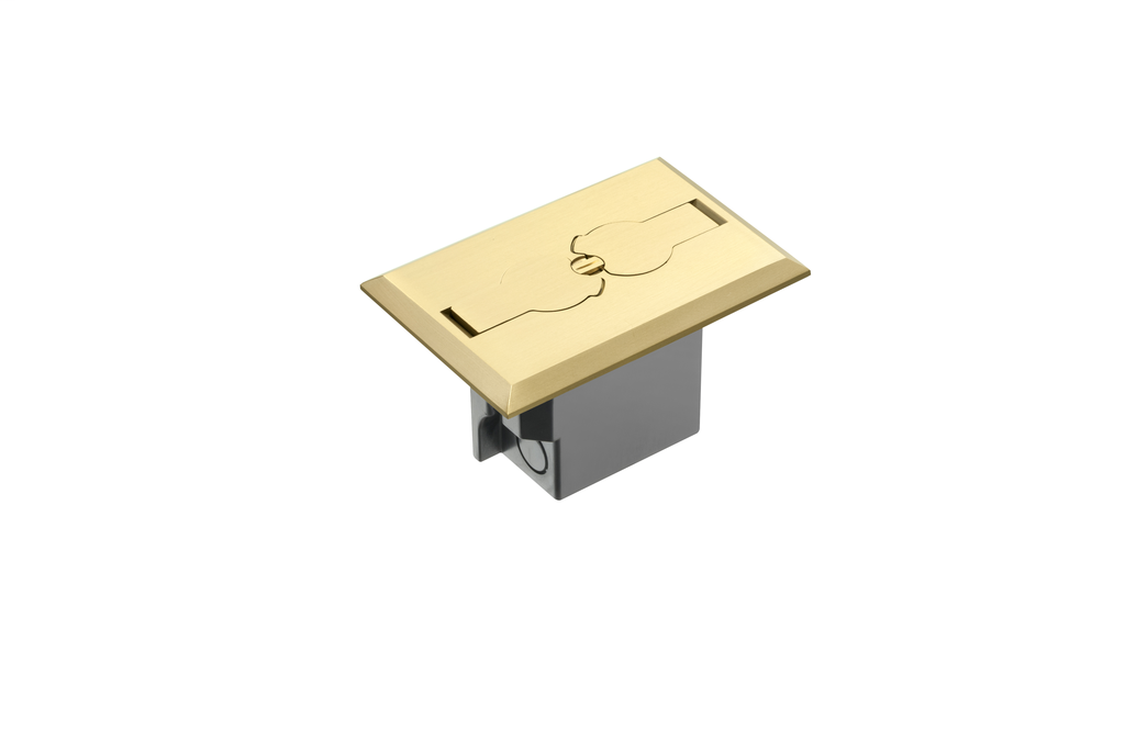 Product image for Arlington FLBRF101MB Non-Metallic Retro Floor Box Kit, Flip Lids, Brass
