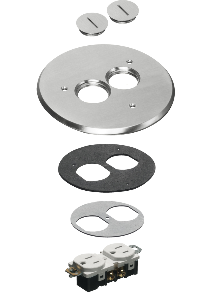 Product image for Arlington FLB6220NL 6" Round Cover Kit w/ Threaded Plugs, Nickel-Plated (fits FLBC4500LR)