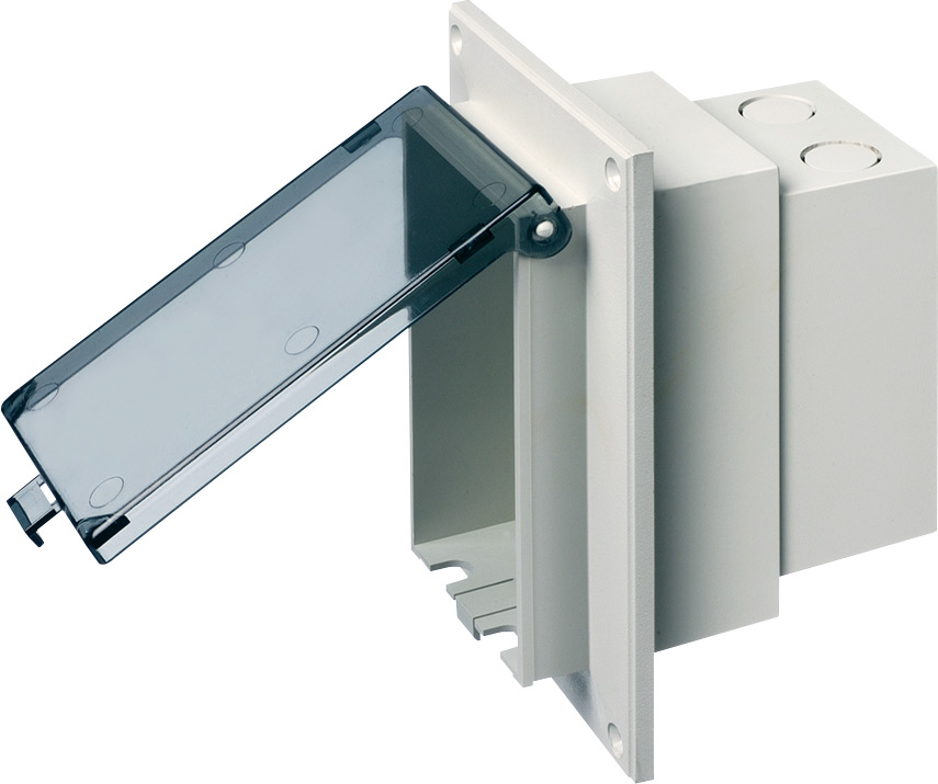 Product image for Arlington DBVR1C Vertical Flat Surface Retrofit Box, White w/ Clear Cover