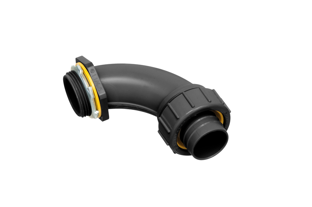 Product image for Arlington NMLT90125BL 1-1/4" Non-Metallic Liquidtight 90deg Connector, Black
