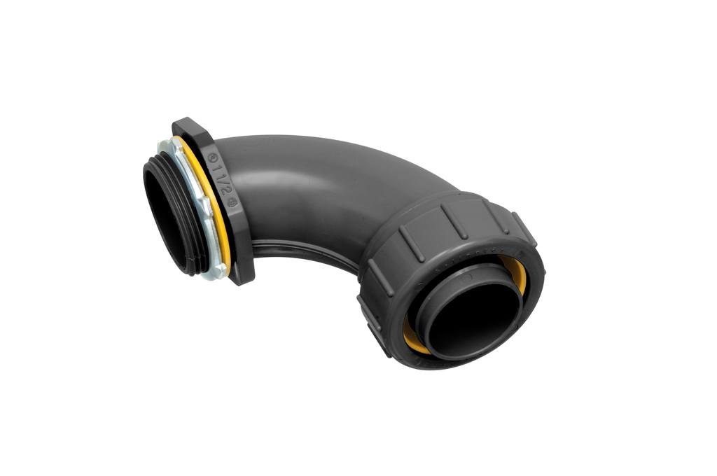 Product image for Arlington NMLT90150BL 1-1/2" Non-Metallic Liquidtight 90deg Connector, Black