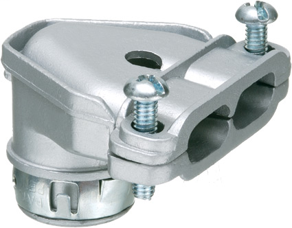 Product image for Arlington 84690ST 3/8" 90deg Twin Screw Snap-Tite Connector, Flex/AC/MC, Zinc Die-Cast