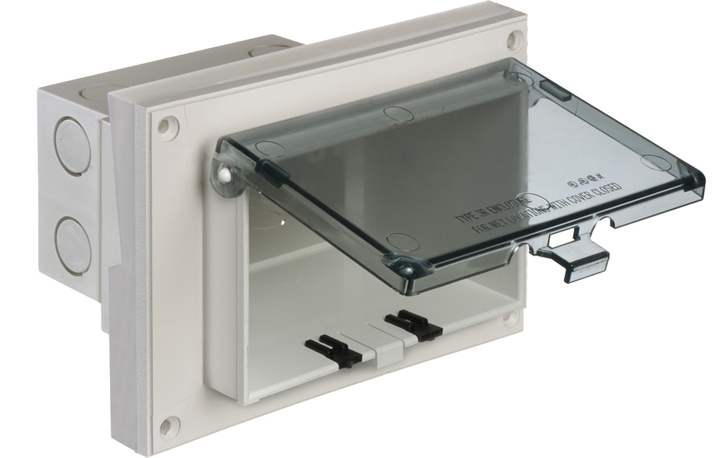 Arlington DBHR141C Horizontal Clear Weatherproof Box for 1/2 Inch Lap Arlington DBHR141C Horizontal Clear Weatherproof Box for 1/2 Inch Lap