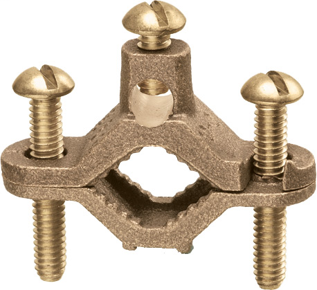 Product image for Arlington 720BBS Bare Wire Ground Clamp, Brass w/Brass Screws, 1/2 to 1"