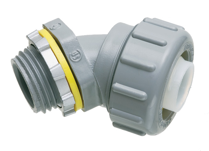 Arlington NMLT45125 1-1/4 Inch PVC Liquidtight 45 Degree Connector Arlington NMLT45125 1-1/4 Inch PVC Liquidtight 45 Degree Connector