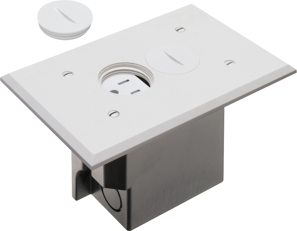 Product image for Arlington FLBR101W 1-Gang Non-Metallic Floor Box w/ Threaded Plugs, White