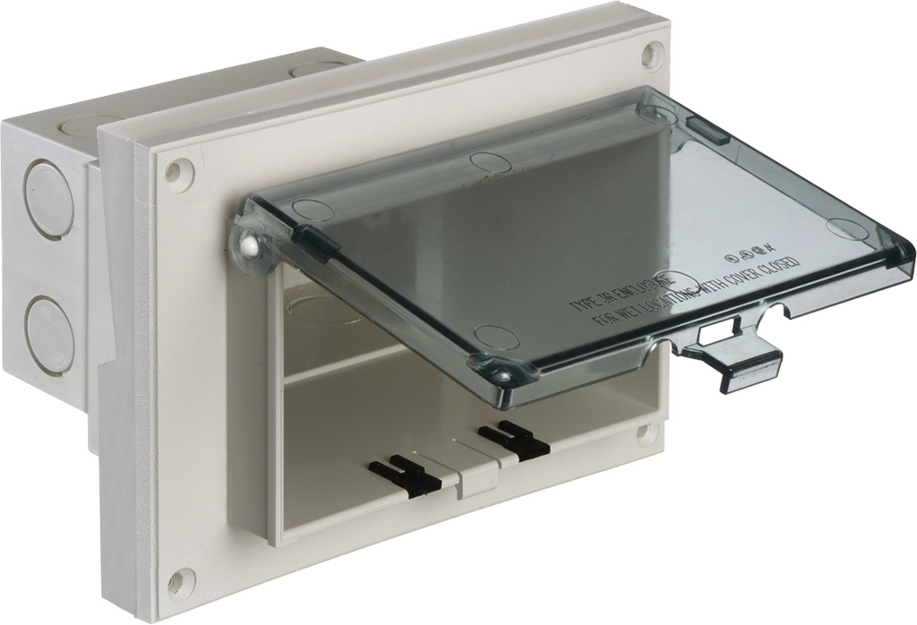 Arlington DBHR151C Horizontal Clear Weatherproof Box for 5/8 Inch Lap Arlington DBHR151C Horizontal Clear Weatherproof Box for 5/8 Inch Lap